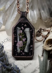 Image 1 of Piglet Bone and Floral Pendant - Pink