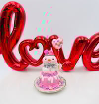 Image 1 of Strawberry Bundt Cake Snowman with Balloon