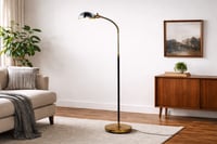 Image 2 of Chrome + Brass Two-Toned Gooseneck Reading Lamp