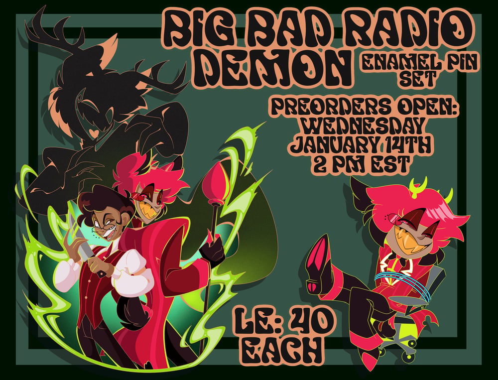 Image of Big Bad Radio Demon Enamel Pin Set