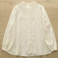 Image 2 of Embroidered Creme Cotton Blouse with Cherry Buttons