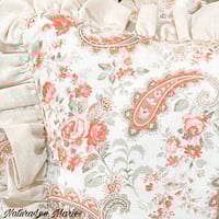 Image 5 of Handmade Paisley Pink and Rouge Rose Ruffled Pillow Set