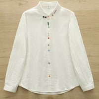 Image 1 of White Cotton Blouse with Decorative Buttons