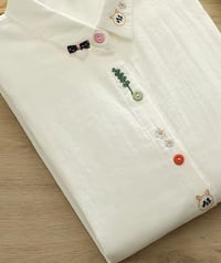 Image 4 of White Cotton Blouse with Decorative Buttons
