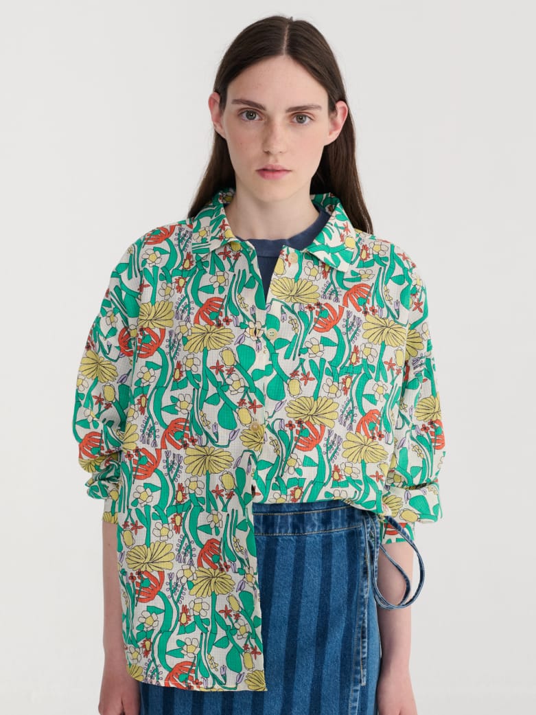 Image of 1-Camisa color herbalist pattern collar shirt
