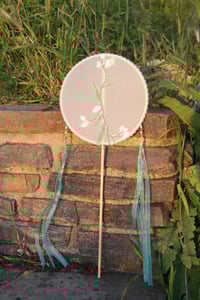 Image 1 of Museum Co-branded Chinese Traditional Handmade Silk Woven Fan - Lily