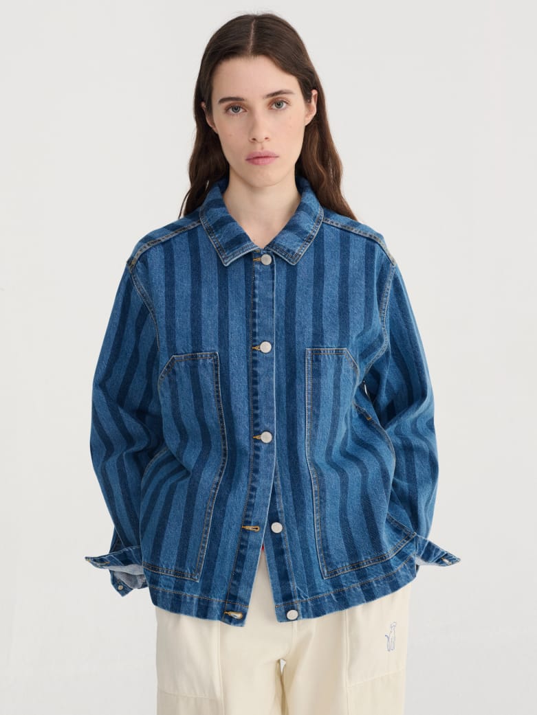Image of 4-Cazadora vaquera rayas stripe denim jacket
