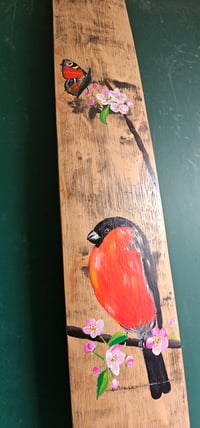 Image 4 of Bullfinch & blossom, Scottish Stave Art.