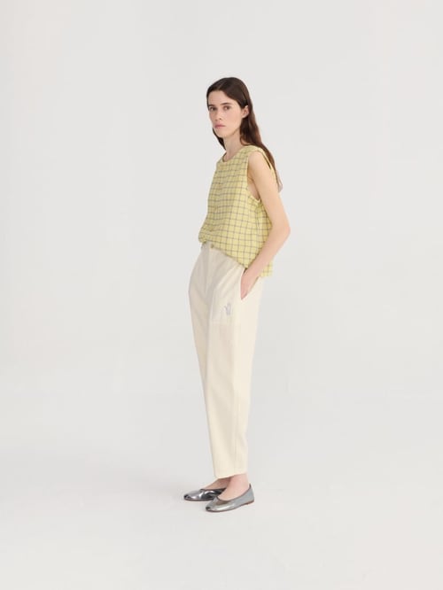 Image of 2-Pantalón crudo Ecru cocoon pants