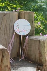 Image 2 of Museum Co-branded Chinese Traditional Handmade Silk Woven Fan - Peach Blossoms
