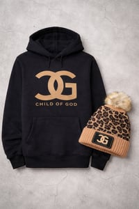 Image 1 of HOODIE & BEANIE  SET BLACK / TAN 
