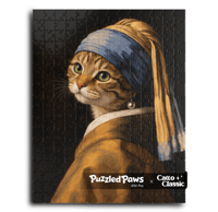 Image 1 of PuzzledPaws Catto with a pearl earring - 252 Piece Puzzle