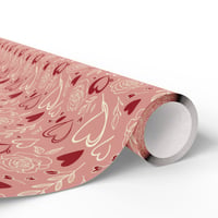 Image 2 of Heart & Rose Gift Wrapping Paper Roll — Romantic Pink Valentine’s Day Wrap