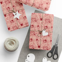 Image 3 of Heart & Rose Gift Wrapping Paper Roll — Romantic Pink Valentine’s Day Wrap