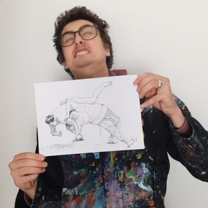 Image of Ura vs Ryuden a4 ink drawing