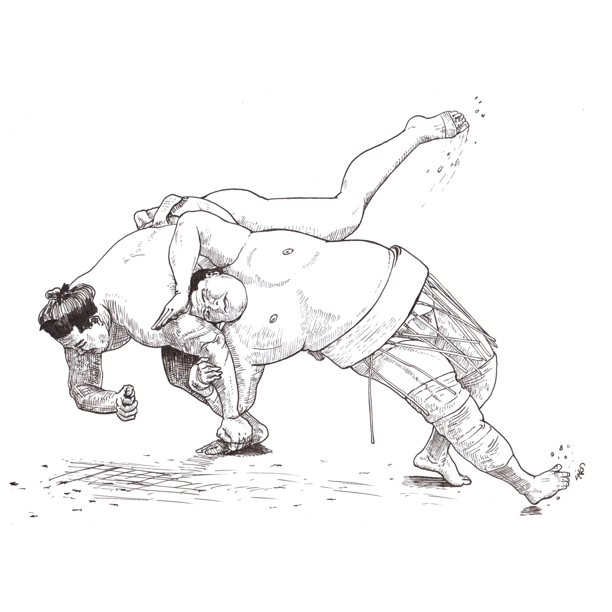 Image of Ura vs Ryuden a4 ink drawing