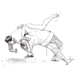 Image of Ura vs Ryuden a4 ink drawing