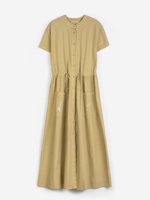 Image of 3-Vestido Round collar shirt dress