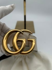 Image 3 of Gucci Gold GG Buckle White Leather Women’s Belt