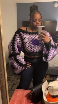 Image 2 of *Custom* Granny Square Crop Top Sweater