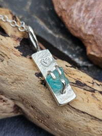 Image 1 of Ready to Ship! Apatite Gemstone claw set Necklace with Handstamped Heart 