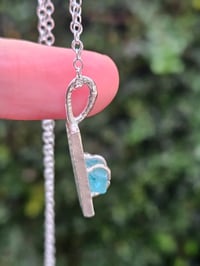 Image 2 of Ready to Ship! Apatite Gemstone claw set Necklace with Handstamped Heart 