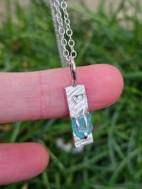 Image 3 of Ready to Ship! Apatite Gemstone claw set Necklace with Handstamped Heart 