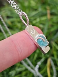 Image 7 of Ready to Ship! Apatite Gemstone claw set Necklace with Handstamped Heart 