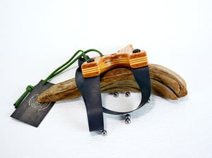 Image of Wooden Slingshot made of Oak, The Twister, Wood Catapult, Right hand pull