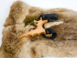 Image of Wooden Slingshot made of Oak, The Twister, Wood Catapult, Right hand pull