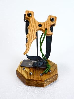 Image of Wooden Slingshot made of Oak, The Twister, Wood Catapult, Right hand pull