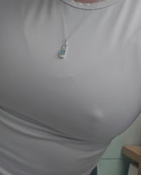 Image 11 of Ready to Ship! Apatite Gemstone claw set Necklace with Handstamped Heart 