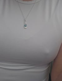 Image 5 of Ready to Ship! Apatite Gemstone claw set Necklace with Handstamped Heart 