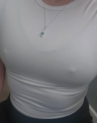 Image 4 of Ready to Ship! Apatite Gemstone claw set Necklace with Handstamped Heart 