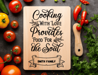 Bamboo Customized Cutting Board – “Cooking with Love Provides Love for the Soul”