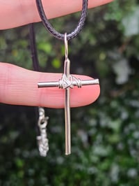 Image 2 of Ready to ship! Mens Necklace - Sterling Silver Cross with added wire 