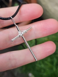Image 7 of Ready to ship! Mens Necklace - Sterling Silver Cross with added wire 