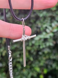 Image 3 of Ready to ship! Mens Necklace - Sterling Silver Cross with added wire 