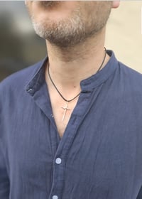 Image 1 of Ready to ship! Mens Necklace - Sterling Silver Cross with added wire 