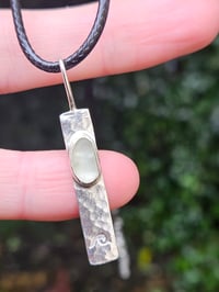 Image 1 of Ready to ship! Mens Necklace ' Seafarer ' Seaglass and Silver with handstamped wave