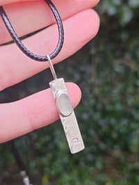 Image 8 of Ready to ship! Mens Necklace ' Seafarer ' Seaglass and Silver with handstamped wave