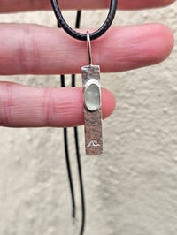Image 3 of Ready to ship! Mens Necklace ' Seafarer ' Seaglass and Silver with handstamped wave
