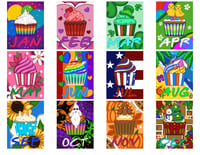 Image 1 of Cupcakes For Every Month Mini Diamond Painting Kit by Emma Casey