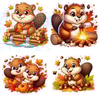 Image 1 of Autumn Beavers Mini Diamond Painting Kit by HbmClipart