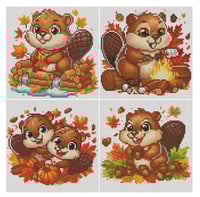 Image 2 of Autumn Beavers Mini Diamond Painting Kit by HbmClipart