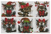 Image 2 of Angry Christmas Cats Mini Diamond Painting Kit by AnetArtStore