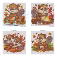 Image 3 of Autumn Beavers Mini Diamond Painting Kit by HbmClipart