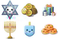 Image 1 of Hanukkah Mini Diamond Painting Kit by KwikSilverKawaii