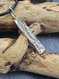Image 2 of Ready to ship! Mens Necklace ' Ripples ' Sterling Silver with handstamped wave 