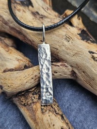 Image 3 of Ready to ship! Mens Necklace ' Ripples ' Sterling Silver with handstamped wave 